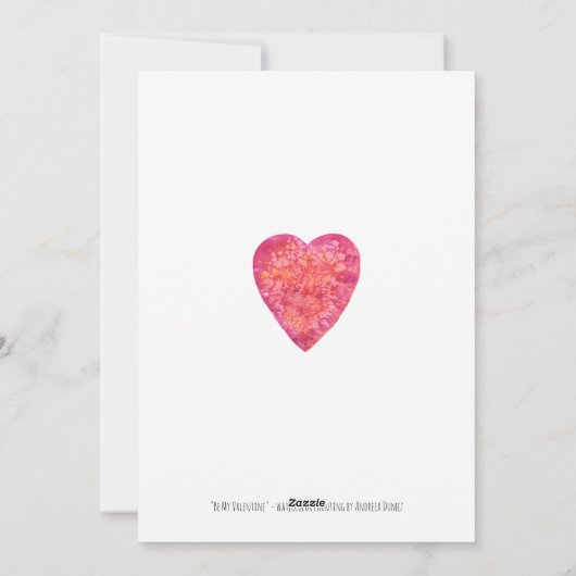 BE MIJN VALENTIJN - schilderij van de waterverf Feestdagenkaart (Achterkant)