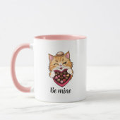 Be Mine Cat: Valentijnsdag Kawaii Cat met Snoep Mok (Links)