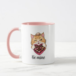 Be Mine Cat: Valentijnsdag Kawaii Cat met Snoep Mok