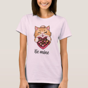 Be Mine Cat: Valentijnsdag Kawaii Cat met Snoep T-shirt
