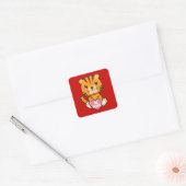 "Be Mine" Cute Valentijnsdag Tiger Vierkante Sticker (Envelop)