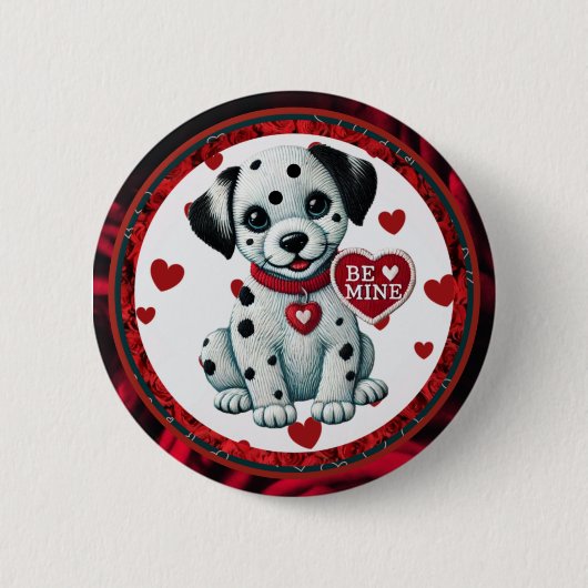 Be Mine Dalmatische Puppy Valentijn Button (Voorkant)