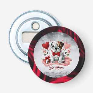 Be Mine English Bulldog Valentijn Button Bottle Op Flesopener