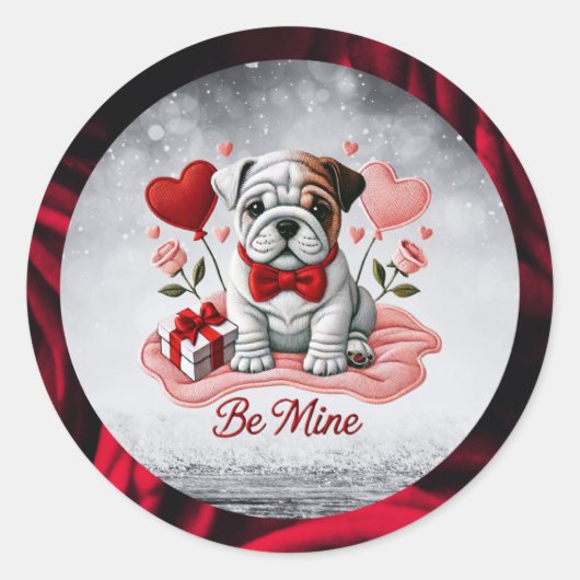 Be Mine English Bulldog Valentijn Stickers (Voorkant)