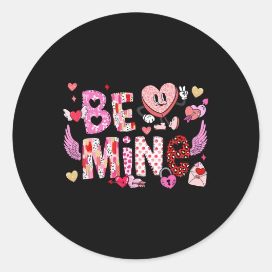 Be Mine Funny Valentijn Snoep Heart Ronde Sticker (Voorkant)