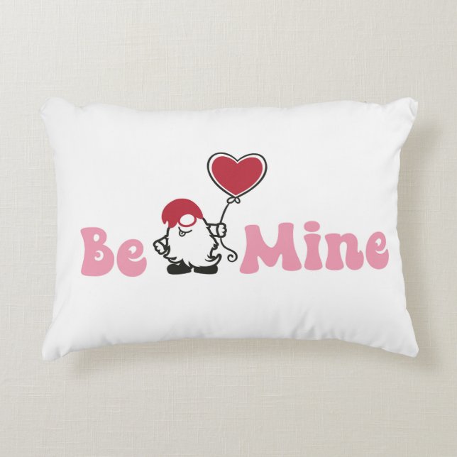 Be Mine Gnome met hartballon Accent Kussen (Voorkant)