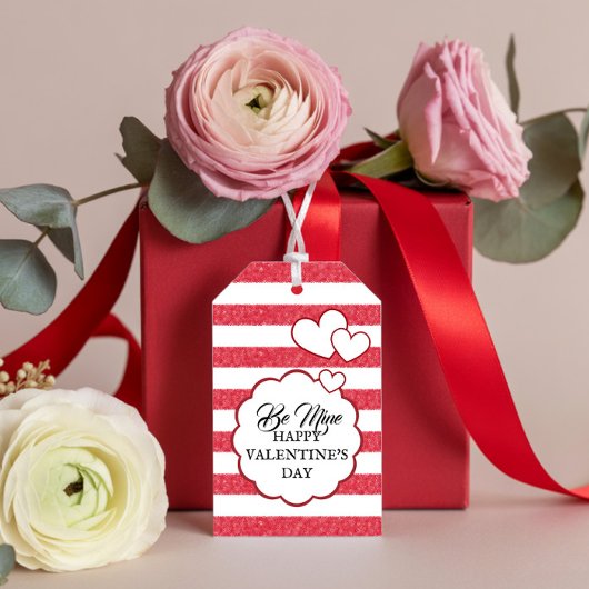 Be Mine Happy Valentine's Day Heart Chalk Stripes Cadeaulabel