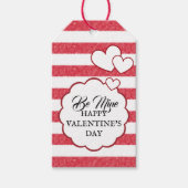 Be Mine Happy Valentine's Day Heart Chalk Stripes Cadeaulabel (Voorkant)