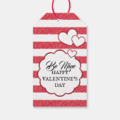 Be Mine Happy Valentine's Day Heart Chalk Stripes Cadeaulabel (Achterkant)