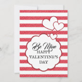 Be Mine Happy Valentine's Day Heart Chalk Stripes Feestdagenkaart (Voorkant)