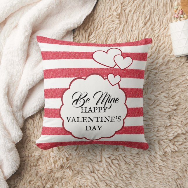 Be Mine Happy Valentine's Day Heart Chalk Stripes Kussen (Deken)
