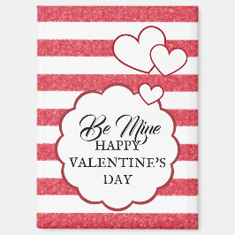 Be Mine Happy Valentine's Day Heart Chalk Stripes Magneet