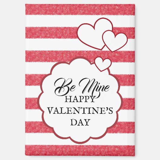 Be Mine Happy Valentine's Day Heart Chalk Stripes Magneet (Voorkant)