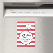 Be Mine Happy Valentine's Day Heart Chalk Stripes Magneet (Insitu (Vaatwasser))