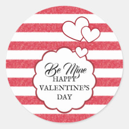 Be Mine Happy Valentine's Day Heart Chalk Stripes Ronde Sticker