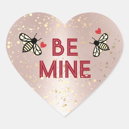 BE MINE Little Honeybees Pink Heart Valentine Love Hart Sticker (Voorkant)