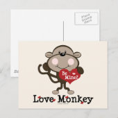 Be Mine Love Monkey Valentijnsdag Briefkaart (Voorkant / Achterkant)