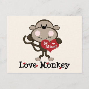Be Mine Love Monkey Valentijnsdag Briefkaart