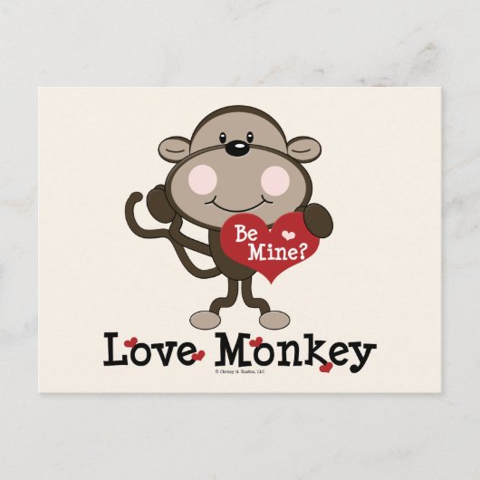Be Mine Love Monkey Valentijnsdag Briefkaart (Voorkant)