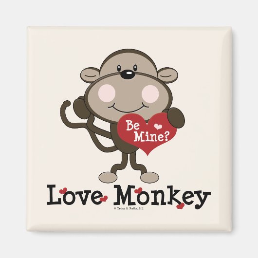 Be Mine Love Monkey Valentijnsdag Magnet (Voorkant)