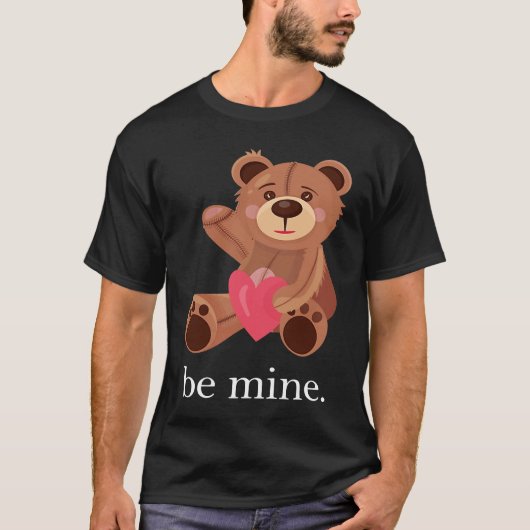 Be Mine Lovely Bear Valentine's Day Heart Love Rel T-shirt (Voorkant)