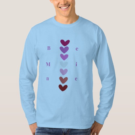 Be Mine Minimal Heart Stack Valentine T-Shirt (Voorkant)