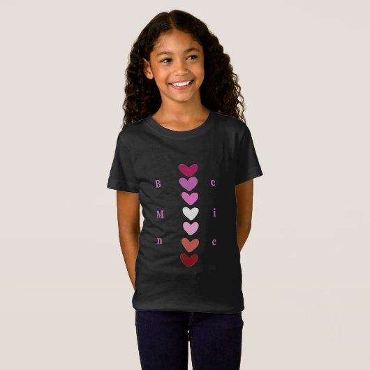 Be Mine Minimal Heart Stack Valentine T-Shirt (Voorkant volledig)