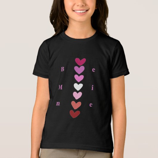 Be Mine Minimal Heart Stack Valentine T-Shirt (Voorkant)