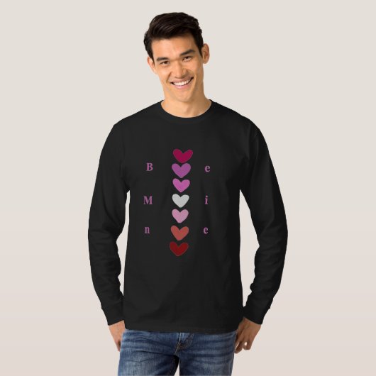 Be Mine Minimal Heart Stack Valentine T-Shirt (Voorkant volledig)