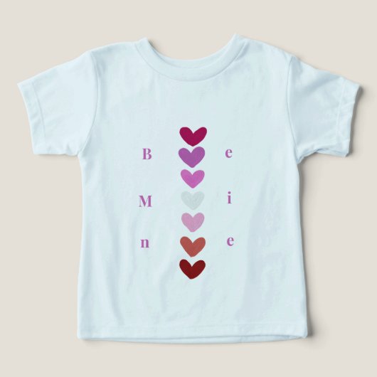 Be Mine Minimal Heart Stack Valentine T-Shirt (Design voorkant)