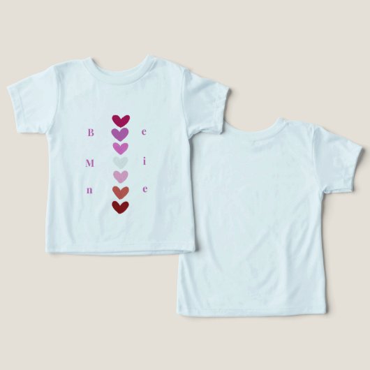 Be Mine Minimal Heart Stack Valentine T-Shirt (Ontwerp Voorkant & Achterkant)