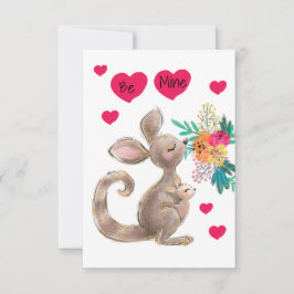 Be Mine Mom & Baby Kangaroo Child's Valentijn Kaar RSVP Kaartje