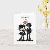 Be Mine Or Else Goth Valentine Card  Kaart (Gele Bloem)