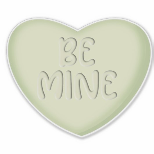 Be Mine Pastel Groen Snoep Hart Sticker (Voorkant)