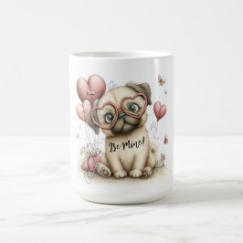  Be Mine Pug with Heart Balloons Koffiemok