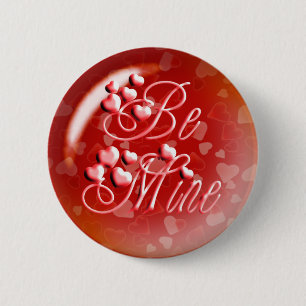 BE MINE RED HEARTS DOOR SHARON SHARPE RONDE BUTTON 5,7 CM