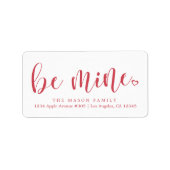 Be Mine Red Script - Aangepaste achtergrondkleur Etiket (Voorkant)