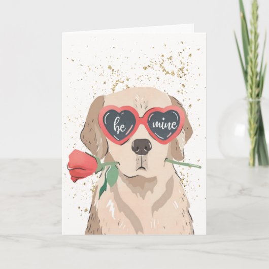 "Be Mine" Retriever Valentijnsdag Kaart (Voorkant)