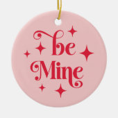Be mine retro stars Valentijnsdag roze rode foto Keramisch Ornament (Voorkant)