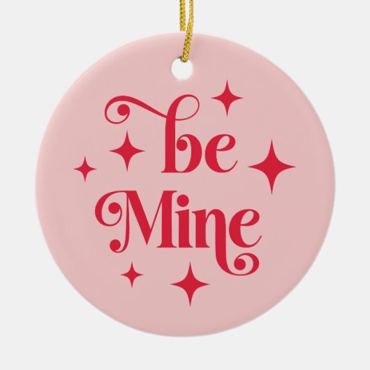 Be mine retro stars Valentijnsdag roze rode foto Keramisch Ornament (Voorkant)