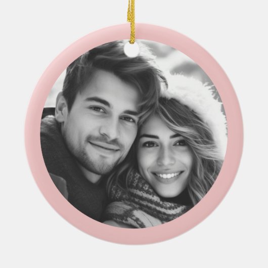 Be mine retro stars Valentijnsdag roze rode foto Keramisch Ornament (Achterkant)