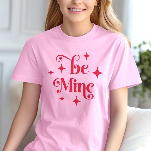 Be mine retro stars Valentijnsdag roze rood T-shirt