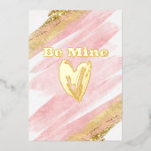 Be Mine Roze Faux Glitter Folie Vakantie Kaart (Voorkant)