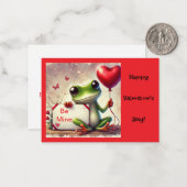 "Be Mine" Schattigee kikker Valentijn Notitiekaartje (Voorkant / Achterkant in situ)