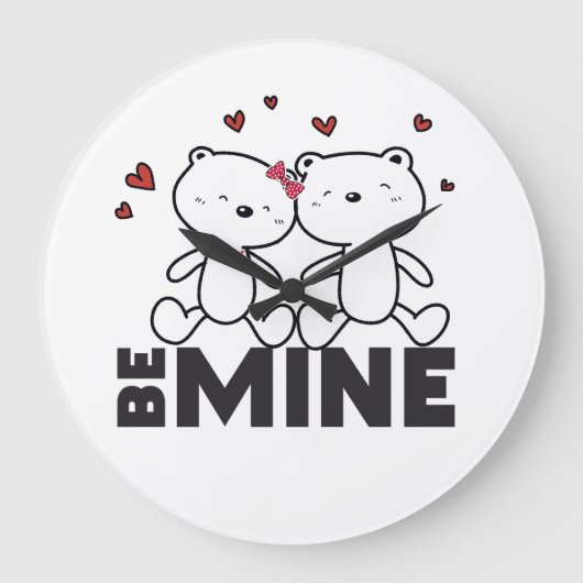 BE MINE - Schattigee moderne Valentijnsdag Grote Klok (Voorkant)