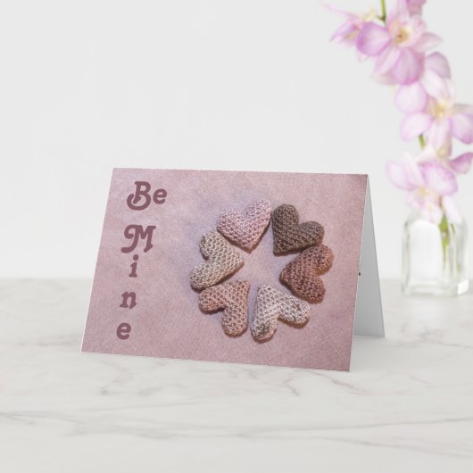 Be Mine Solar-dyed Crocheted Hearts Valentine Card Kaart (Orchidee)