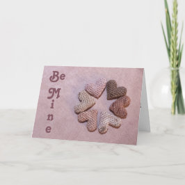 Be Mine Solar-dyed Crocheted Hearts Valentine Card Kaart