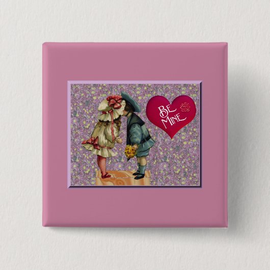 "Be Mine" Sweet Nostalgische Valentijn Vierkante Button 5,1 Cm (Voorkant)