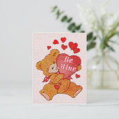Be Mine Teddy Bear Valentijn Briefkaart (Staand voorkant)