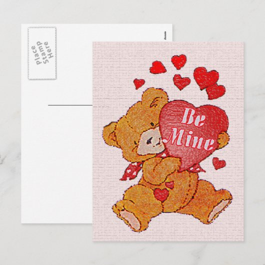Be Mine Teddy Bear Valentijn Briefkaart (Voorkant / Achterkant)